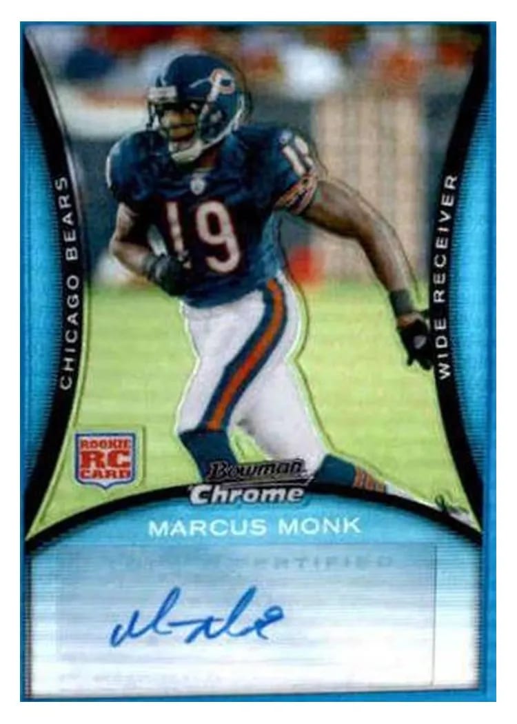 2008 Bowman Chrome Marcus Monk Autograph Blue Refractor #BC100 card