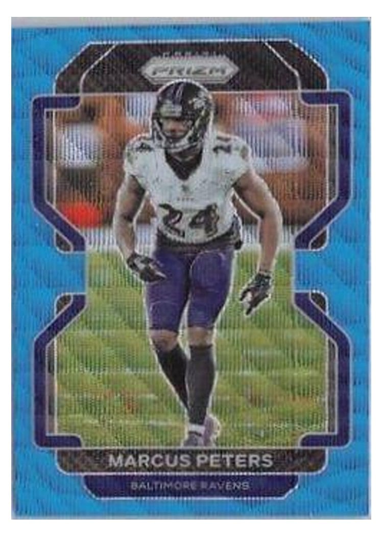 2021 Panini Prizm Base Set Marcus Peters Blue Wave Prizm #287 card