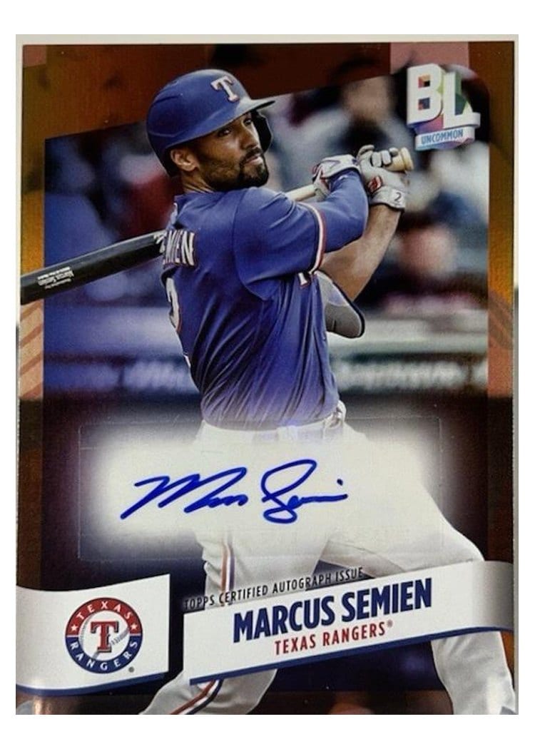 2024 Topps Big League Electric Orange Autographs Common Marcus Semien #BEF-MS card