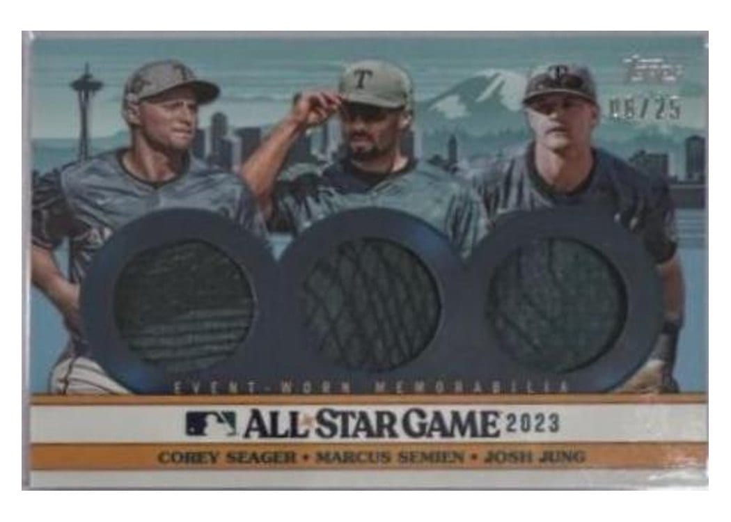 2023 Topps Update All-Star Stitches Triple Marcus Semien / Corey Seager / Josh Jung #ASST-SSJ card