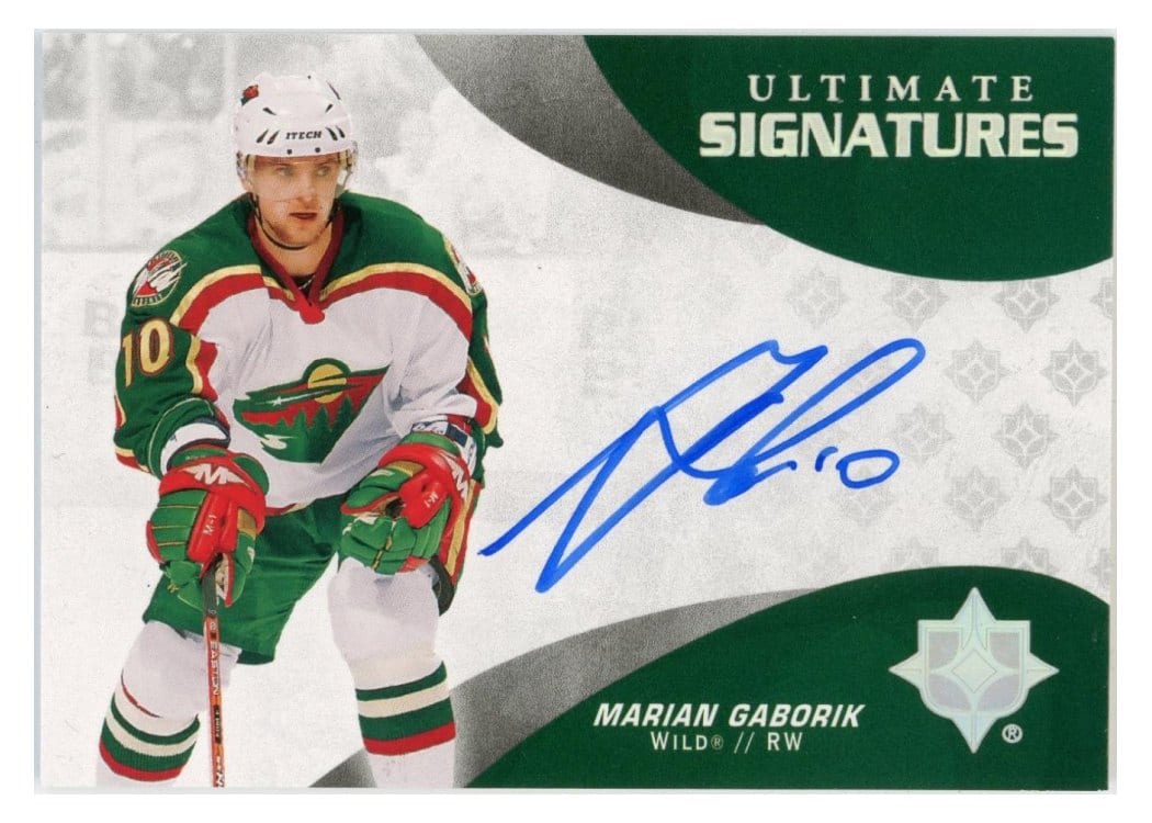 2021-22 Upper Deck Ultimate Collection 2020 Update - Ultimate Signatures Marian Gaborik #US-MG card