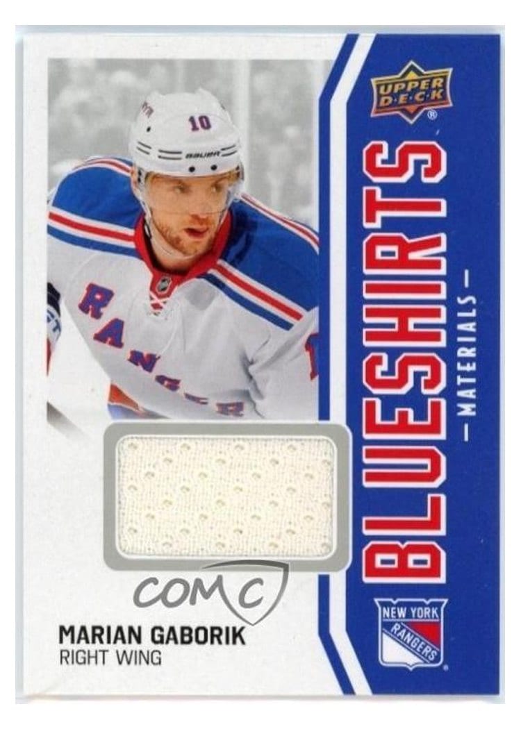 2025-26 Upper Deck New York Rangers Centennial Blueshirts Materials Marian Gaborik #BSM-MG card