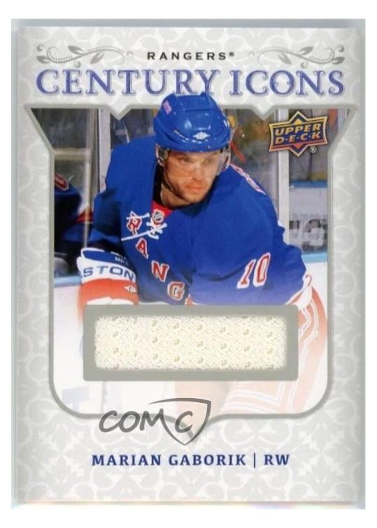 2025-26 Upper Deck New York Rangers Centennial Century Icon Relics Marian Gaborik #CI-MG card