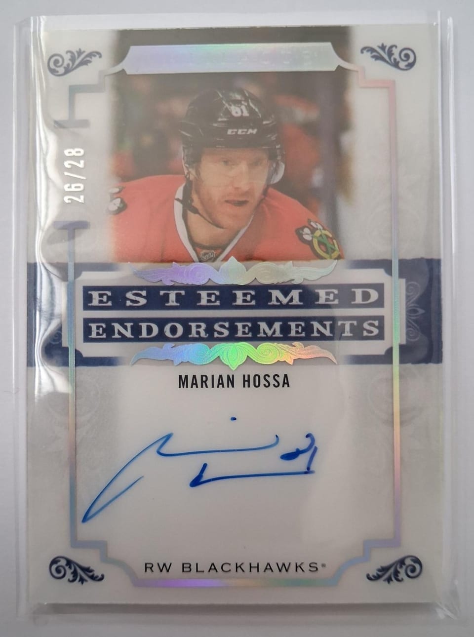 2025-26 Upper Deck Artifacts Esteemed Endorsements Auto Marian Hossa #EE-MH card