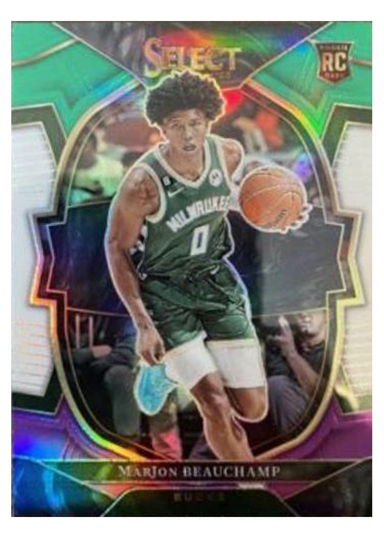 2022-23 Panini Select Base Set MarJon Beauchamp Green White Purple Prizm #283 card