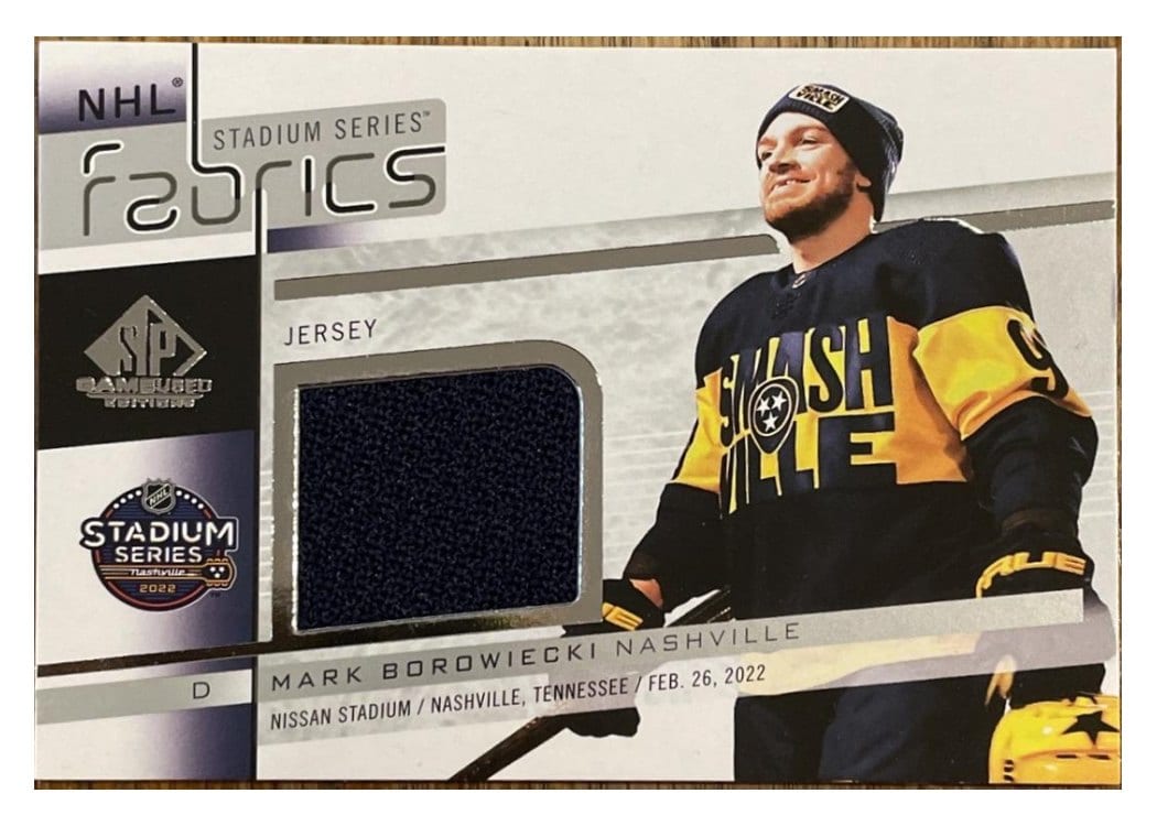 2022 SP Game Used NHL Stadium Series Jersey Relics Mark Borowiecki #STS-10 card