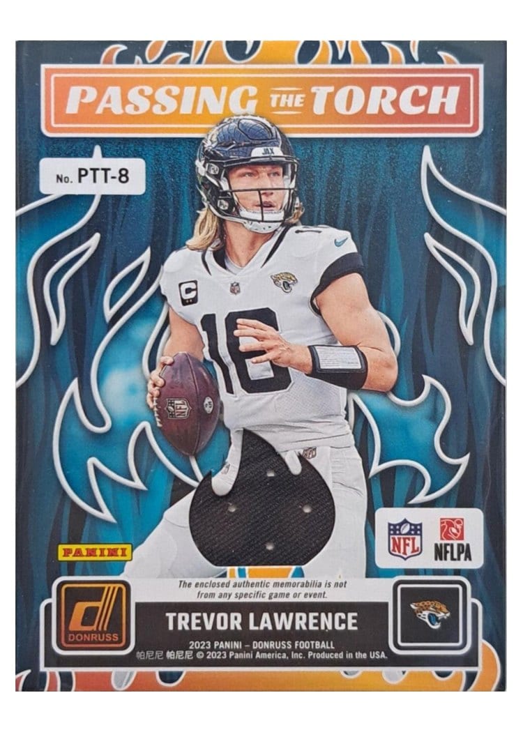 2023 Donruss Passing the Torch Jersey Relics Mark Brunell / Trevor Lawrence #PTT-8 card