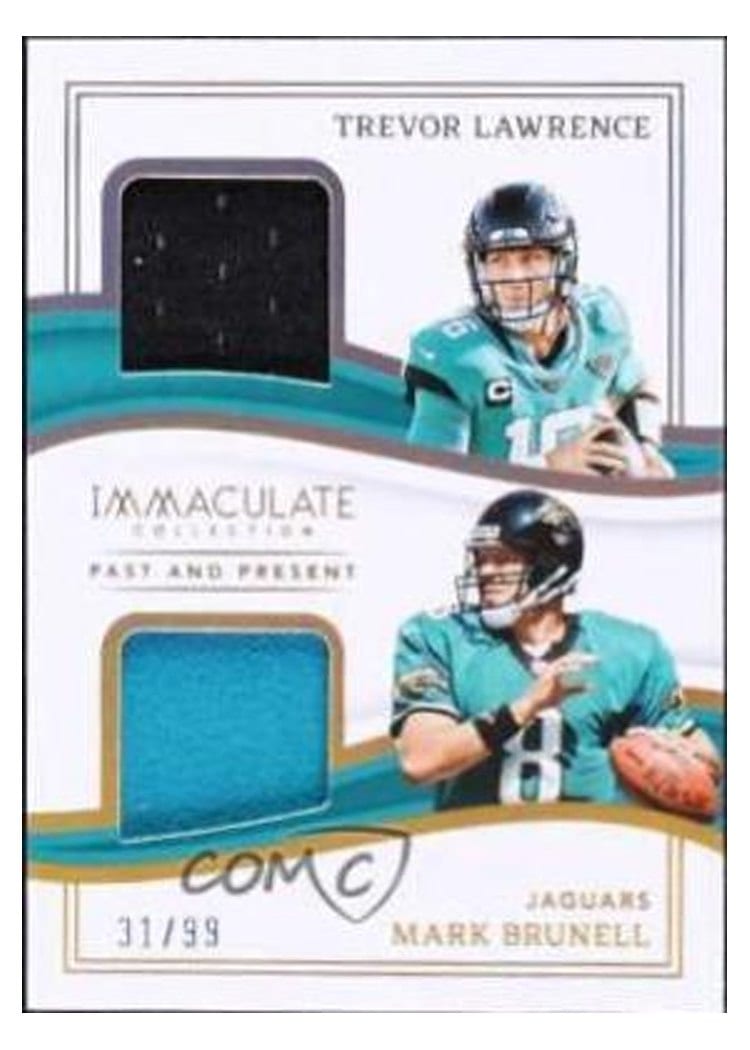 2023 Panini Immaculate Collection Past and Present Materials Mark Brunell/Trevor Lawrence #4 card