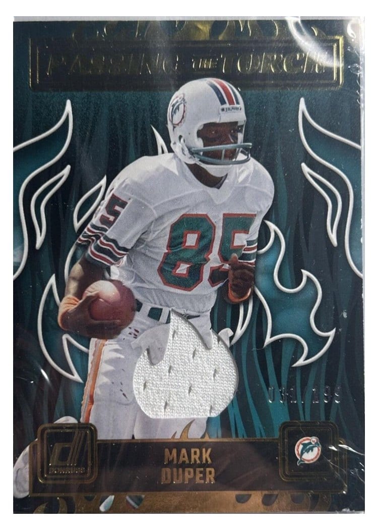2023 Donruss Passing the Torch Jersey Relics Mark Duper / Jaylen Waddle #PTT-11 card