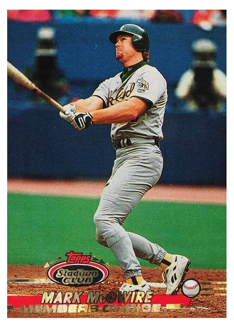 1993 Stadium Club Base Set Mark McGwire #595 card