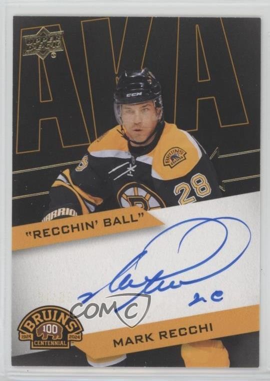 2023-24 Upper Deck Boston Bruins Centennial AKA Autos Mark Recchi #AKA-MR card