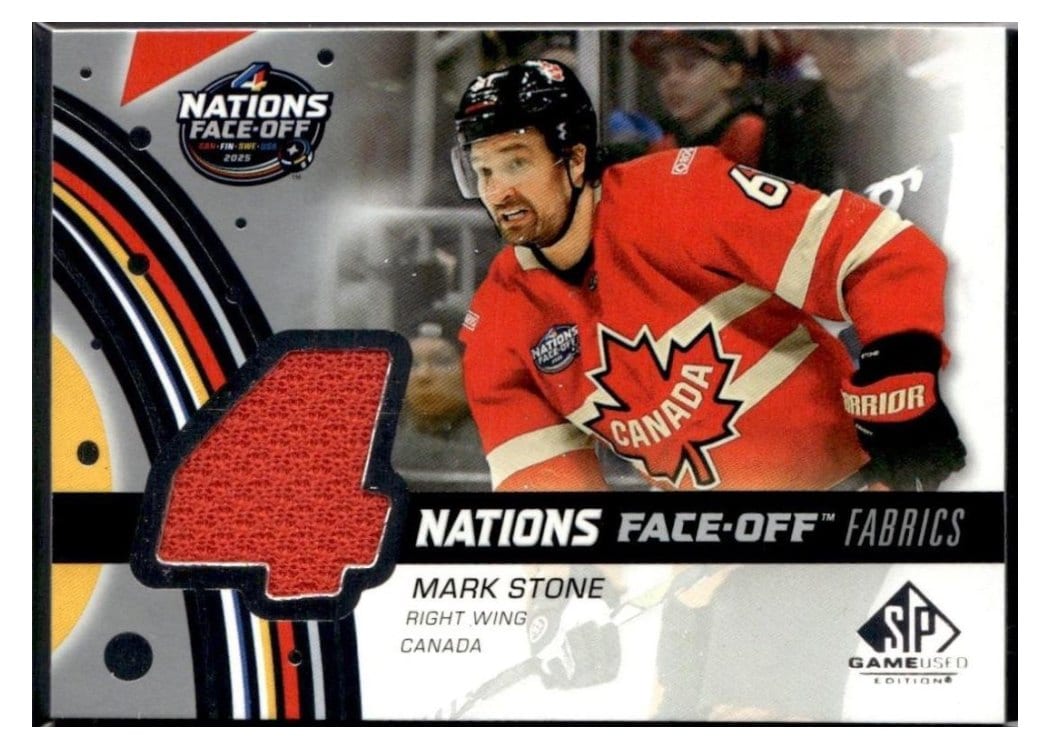 2025-26 SP Game Used 2025 4 Nations Face-Off Fabrics Mark Stone #4N-MS card