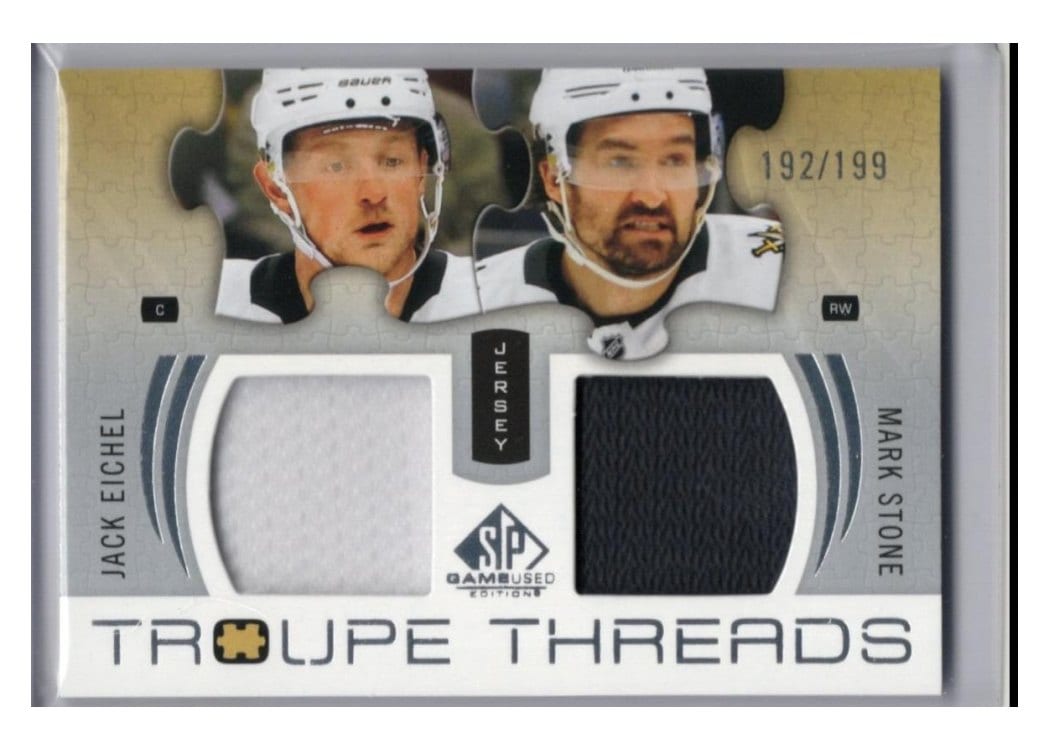 2025-26 SP Game Used Troupe Threads Mark Stone/Jack Eichel #TT-SE card