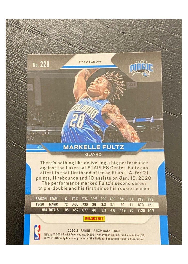 2020-21 Panini Prizm Base Set Markelle Fultz #229 card