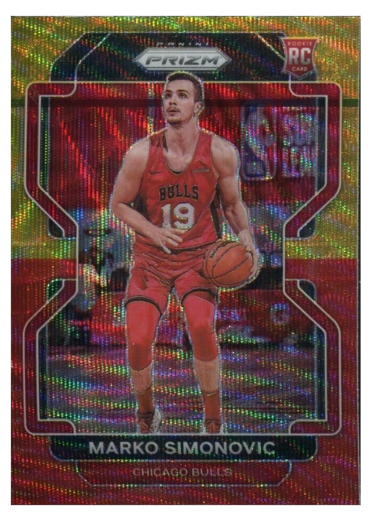 2021-22 Panini Prizm Base Set Marko Simonovic Red Gold Wave #166 card
