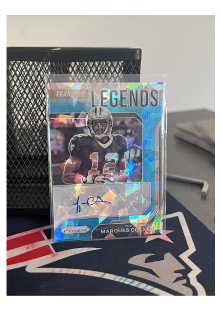 2021 Panini Prizm Base Set Marques Colston Autographs Blue Shimmer #310 card