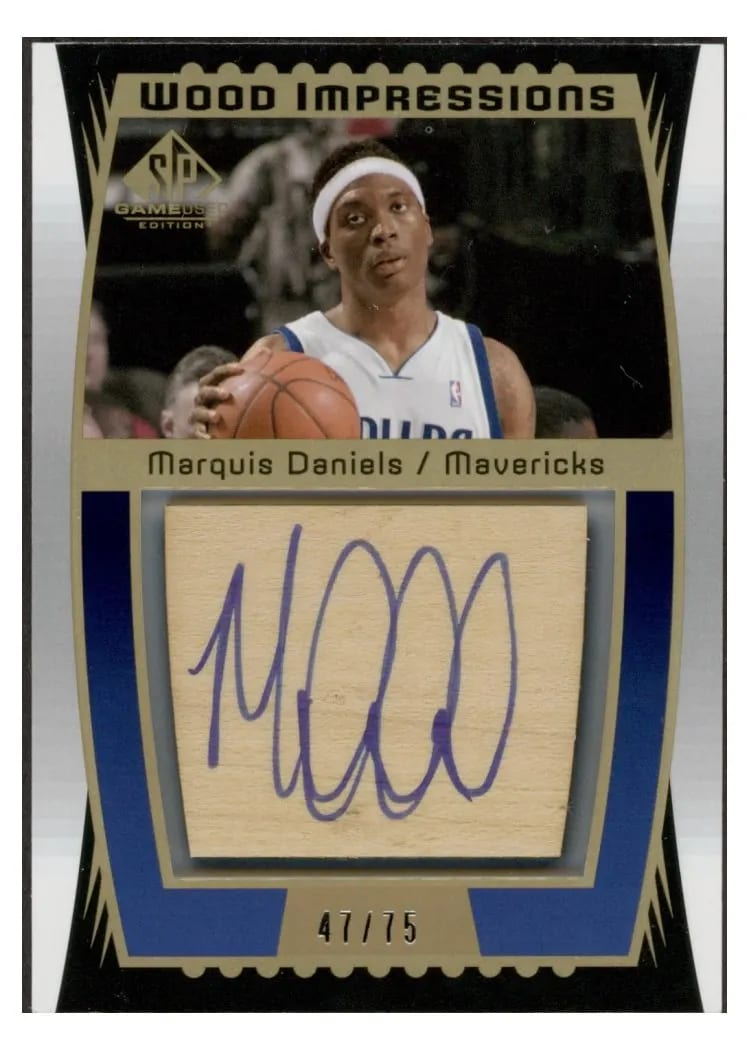 2004 SP Game Used Wood Impressions Autographs Marquis Daniels #WI-MD card