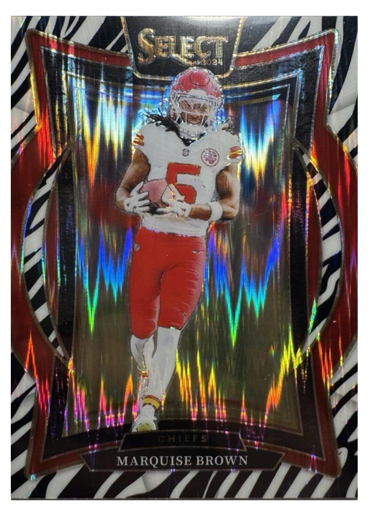 2024 Panini Select Base Set Marquise Brown Zebra Prizm #81 card
