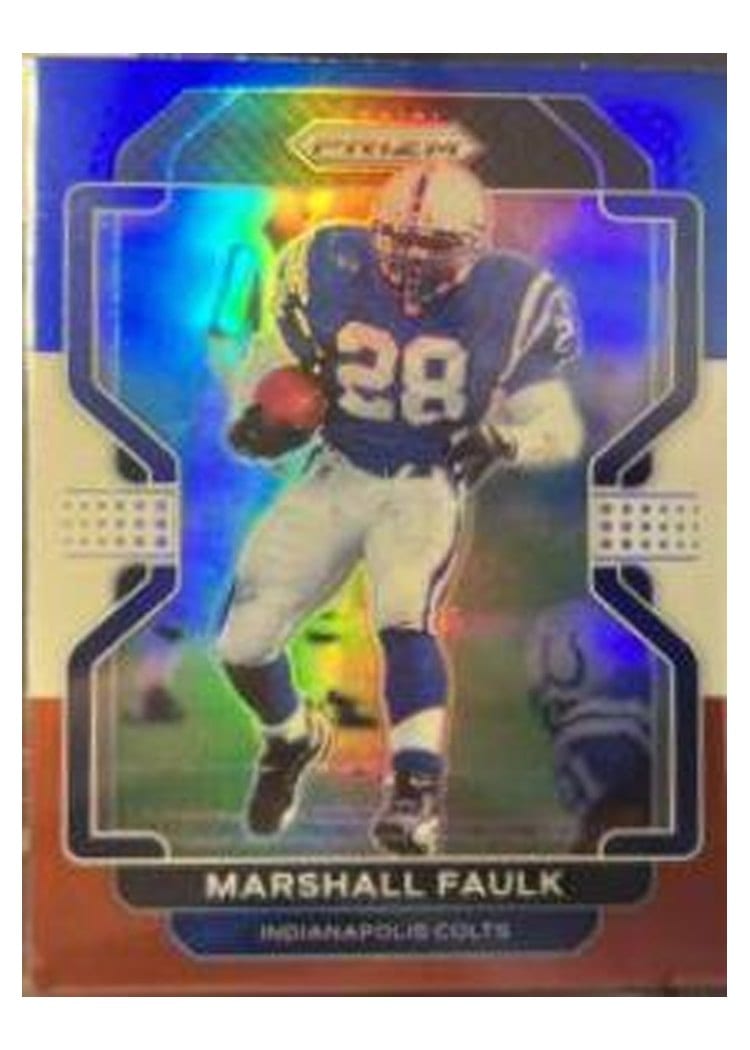2021 Panini Prizm Base Set Marshall Faulk Red White and Blue Prizm #31 card