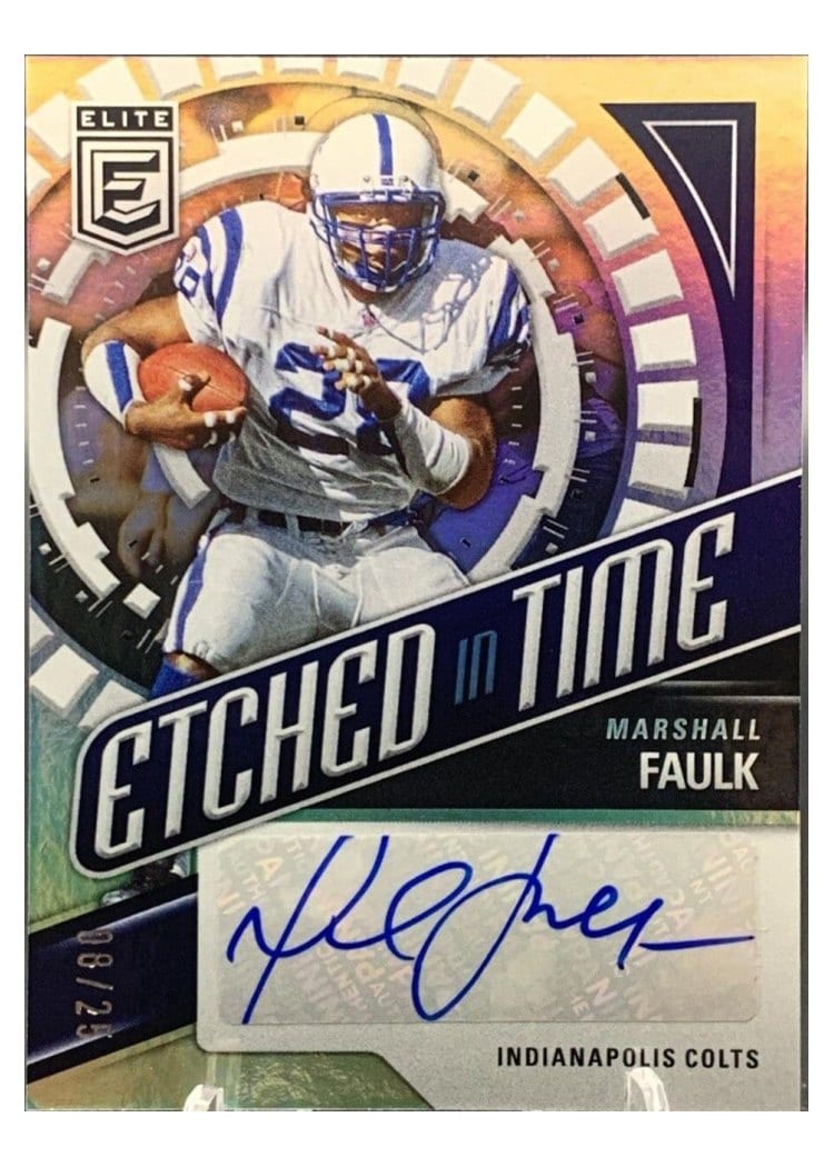 2024 Donruss Elite Etched in Time Signatures Marshall Faulk #ETS-MFA card