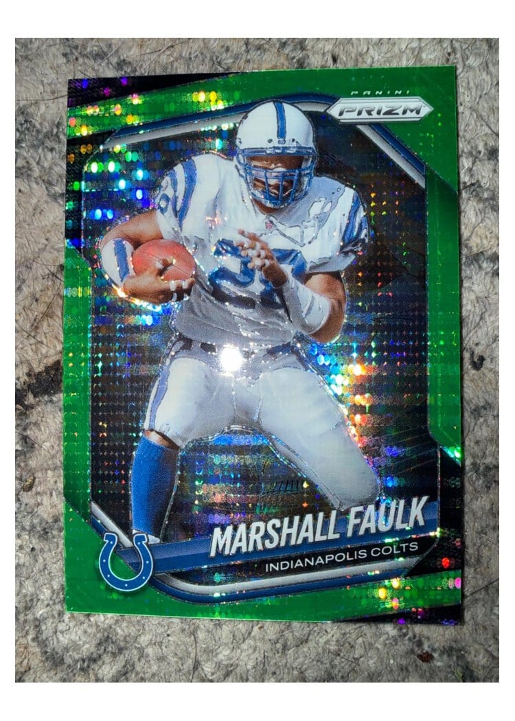 2025 Panini Prizm Base Set Marshall Faulk Neon Green Pulsar #75 card