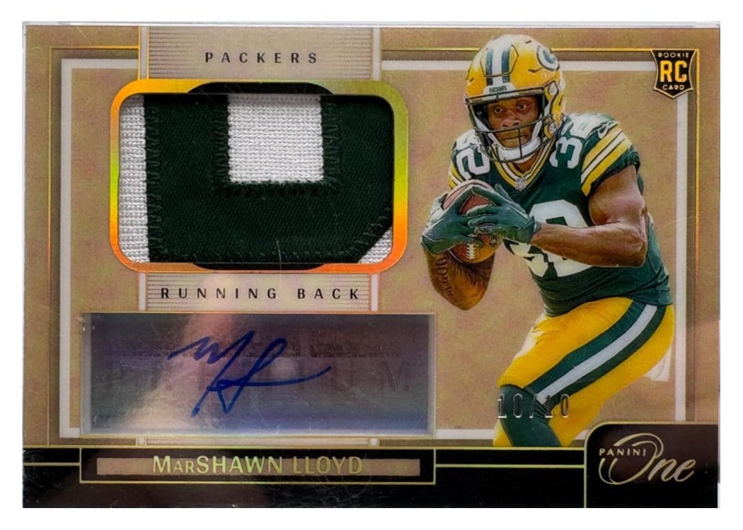 2024 Panini One Premium Rookie Patch Autographs MarShawn Lloyd #124 card