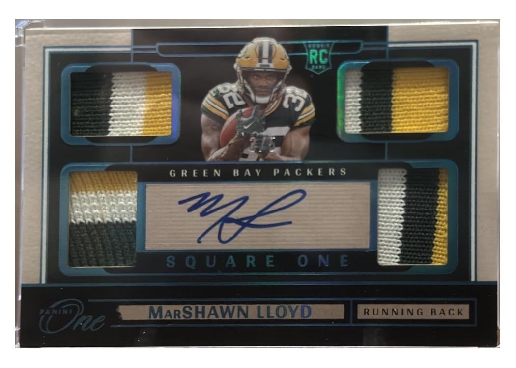 2024 Panini One Premium Rookie Patch Autographs MarShawn Lloyd #124 card