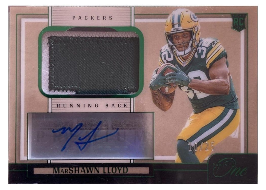 2024 Panini One Premium Rookie Patch Autographs MarShawn Lloyd #124 card
