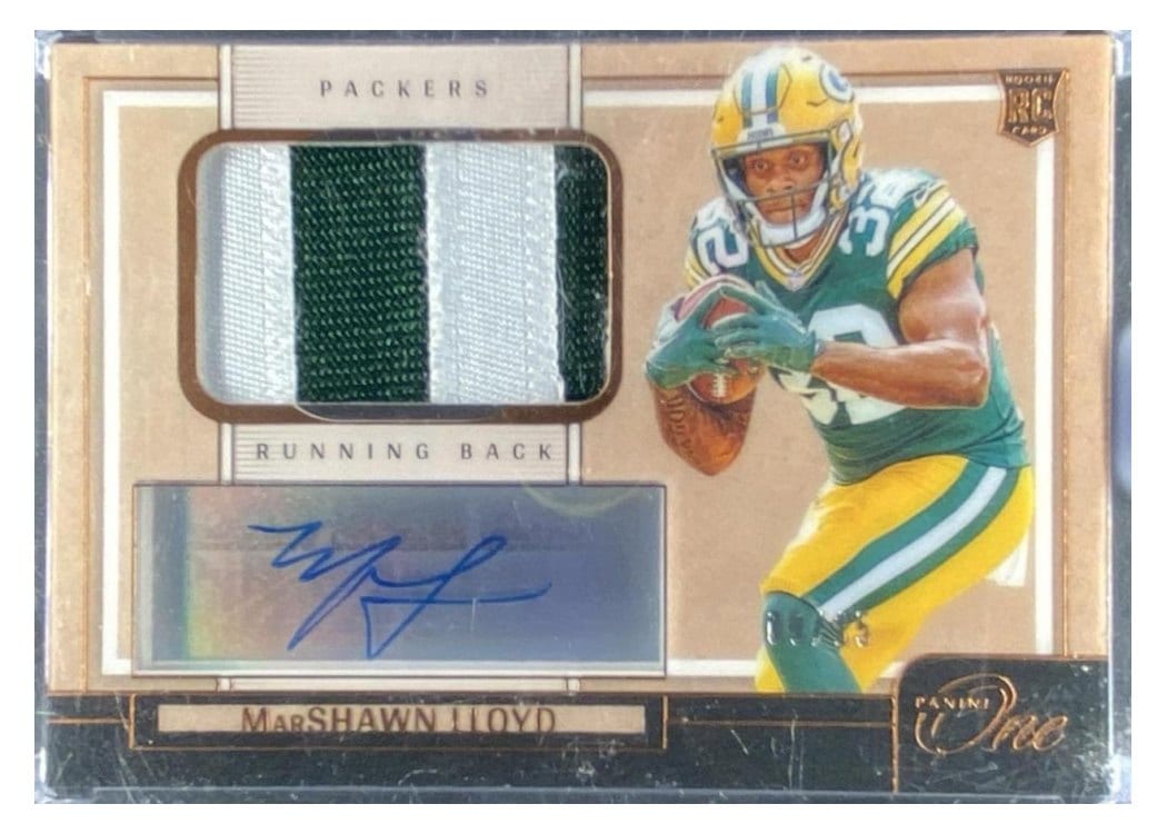 2024 Panini One Premium Rookie Patch Autographs MarShawn Lloyd #124 card