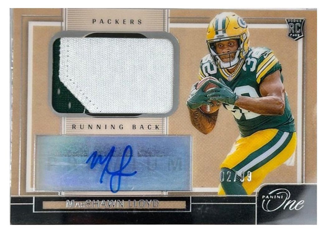 2024 Panini One Premium Rookie Patch Autographs MarShawn Lloyd #124 card