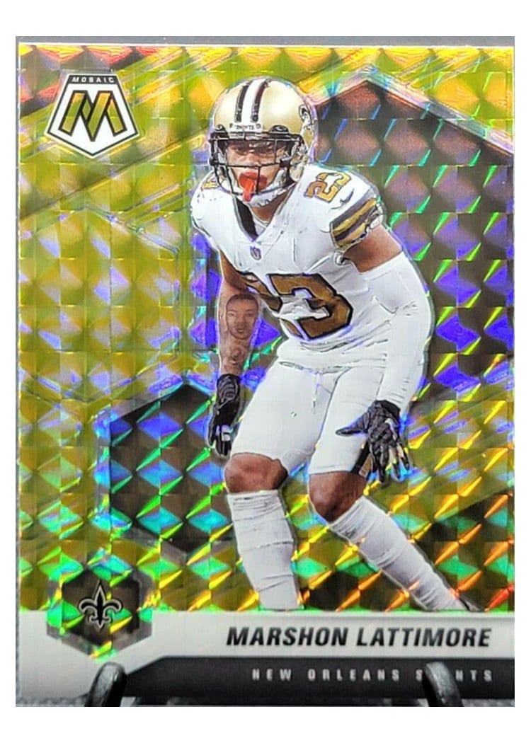 2021 Panini Mosaic Base Set Marshon Lattimore Reactive Yellow Mosaic #147 card