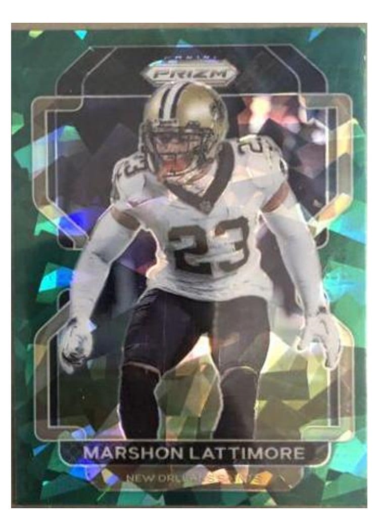 2021 Panini Prizm Base Set Marshon Lattimore Green Ice Prizm #308 card