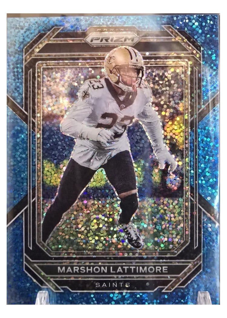 2022 Panini Prizm Base Set Marshon Lattimore Blue Sparkle #214 card