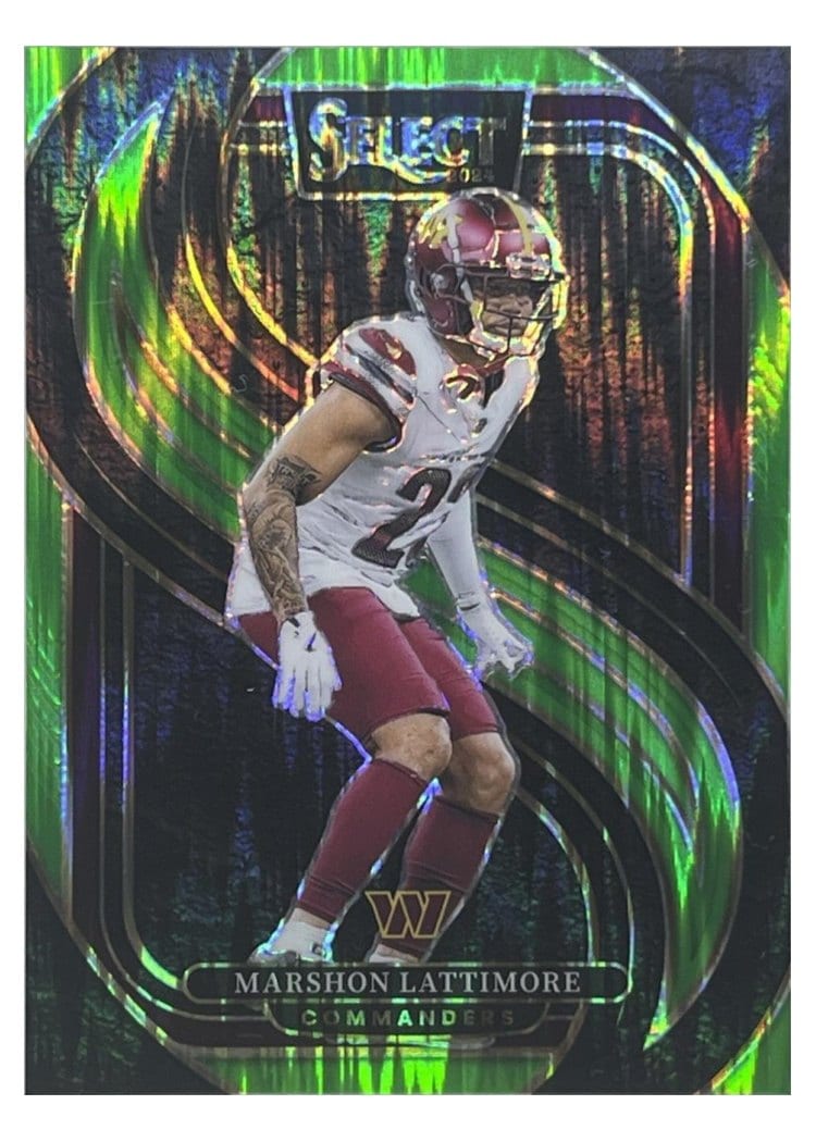 2024 Panini Select Base Set Marshon Lattimore Neon Green Prizm Shock #181 card