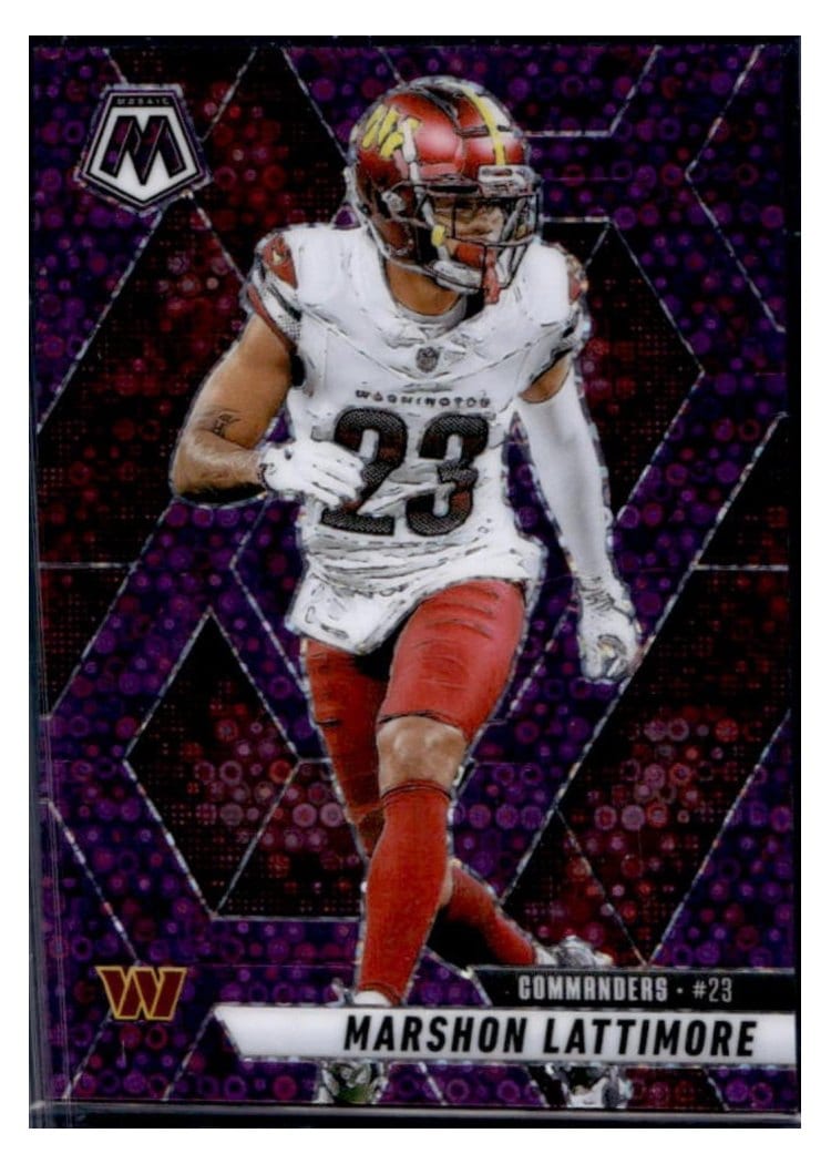 2025 Panini Mosaic Base Set Marshon Lattimore No Huddle Purple #7 card