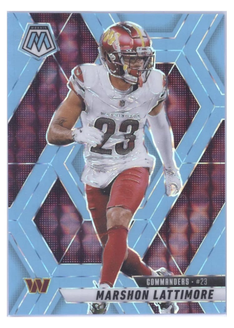 2025 Panini Mosaic Base Set Marshon Lattimore Blue Fluorescent #7 card