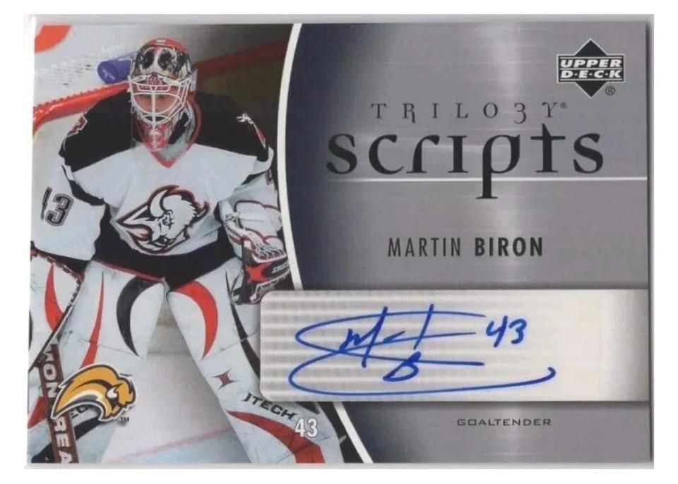 2006 Upper Deck Trilogy Scripts Martin Biron #TS-MB card