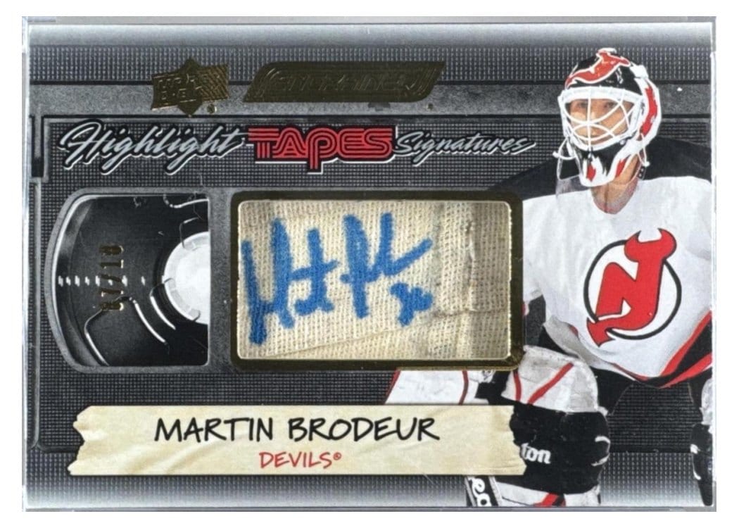 2024-25 Upper Deck Engrained Icons Highlight Tapes Signatures Martin Brodeur #HTS-MB card