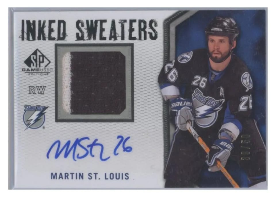 2010 SP Game Used Inked Sweaters Martin St. Louis #IS-MS card