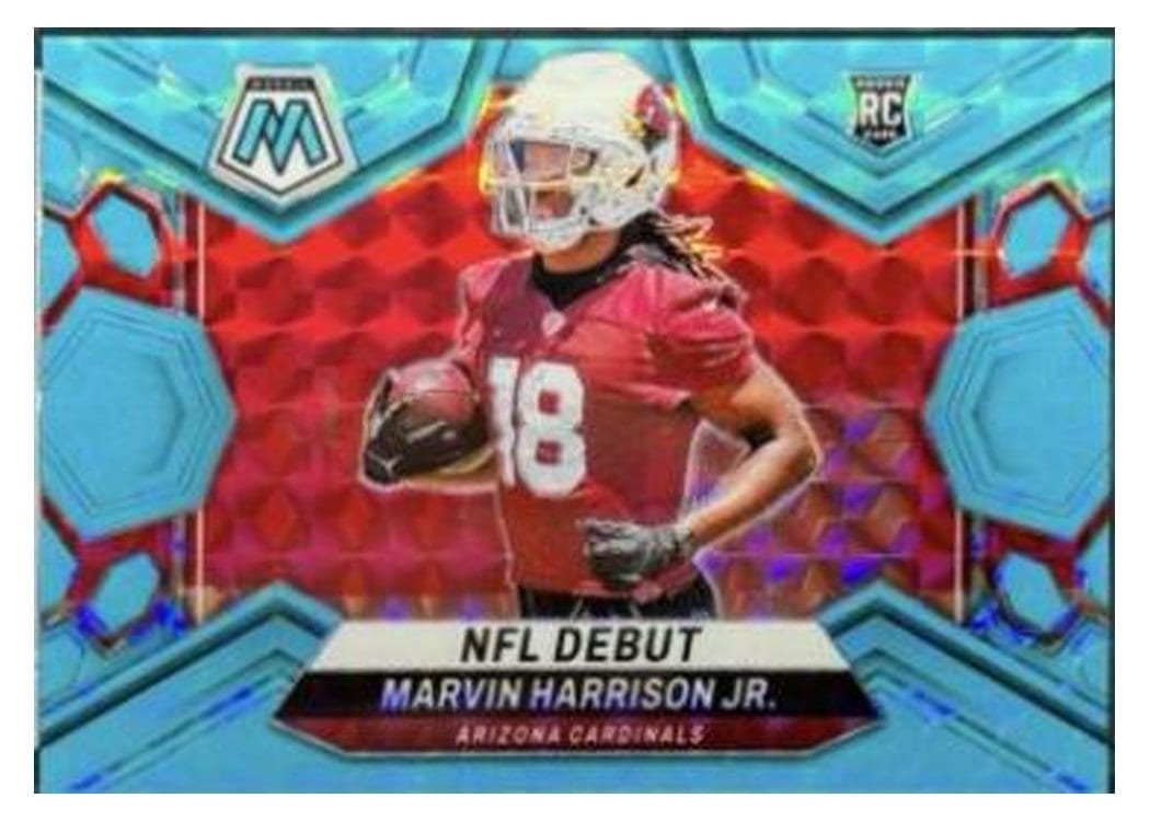 2024 Panini Mosaic Base Set Marvin Harrison Jr. Blue Fluorescent #283 card