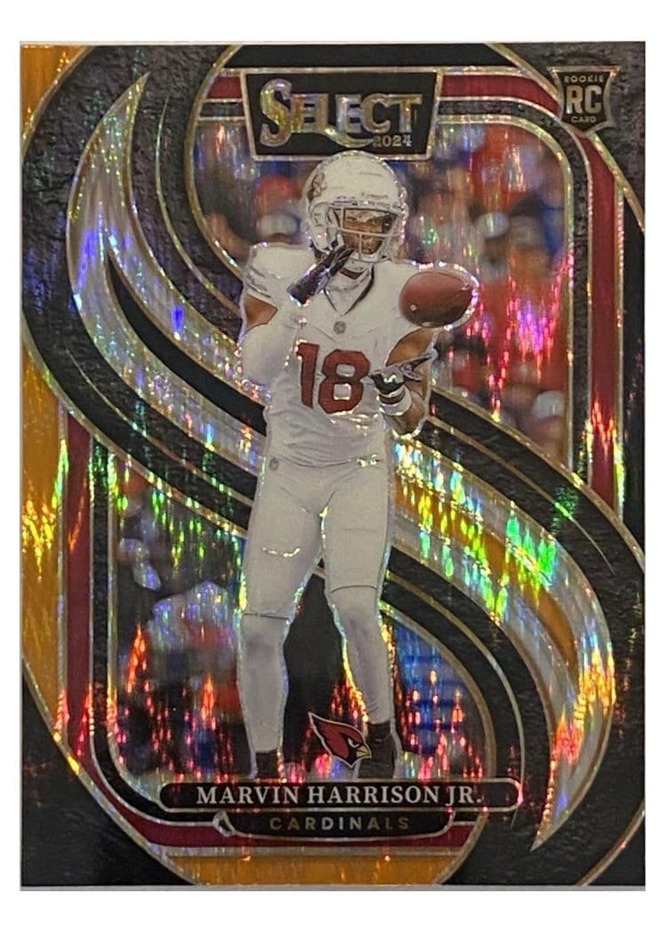 2024 Panini Select Marvin Harrison Jr. Black Orange Prizm Shock #28 card