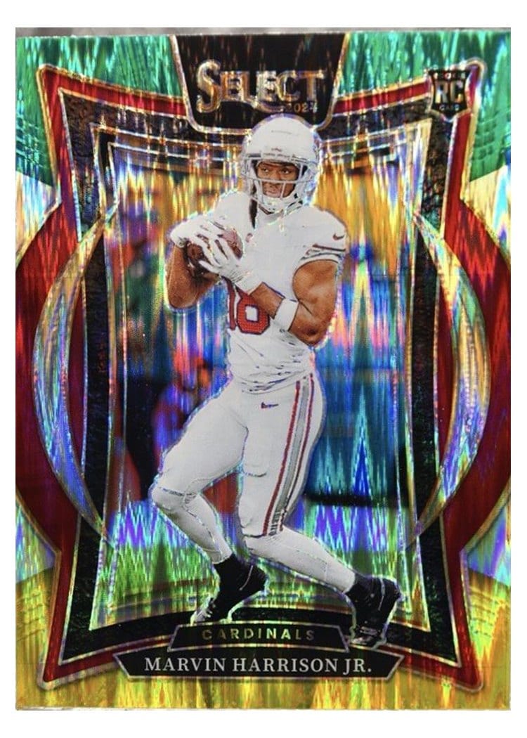 2024 Panini Select Marvin Harrison Jr. Green Yellow Prizm Shock #28 card