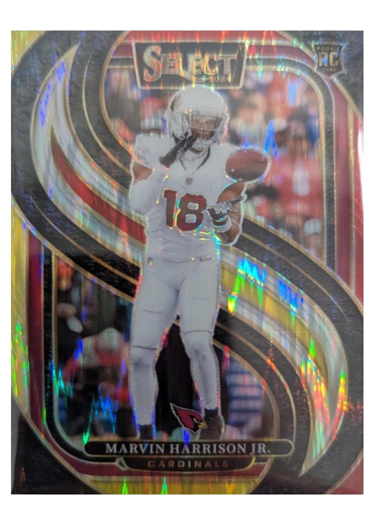 2024 Panini Select Base Set Marvin Harrison Jr. Red Yellow Prizm Shock #115 card