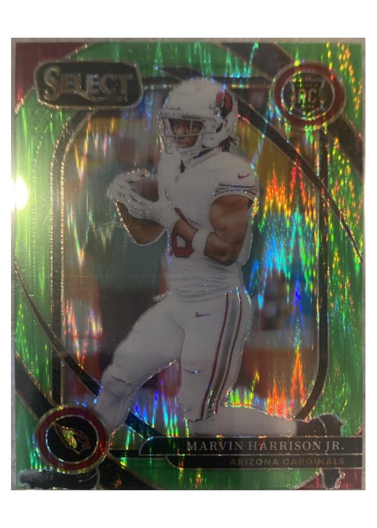 2024 Panini Select Base Set Marvin Harrison Jr. Neon Green Prizm Shock #219 card