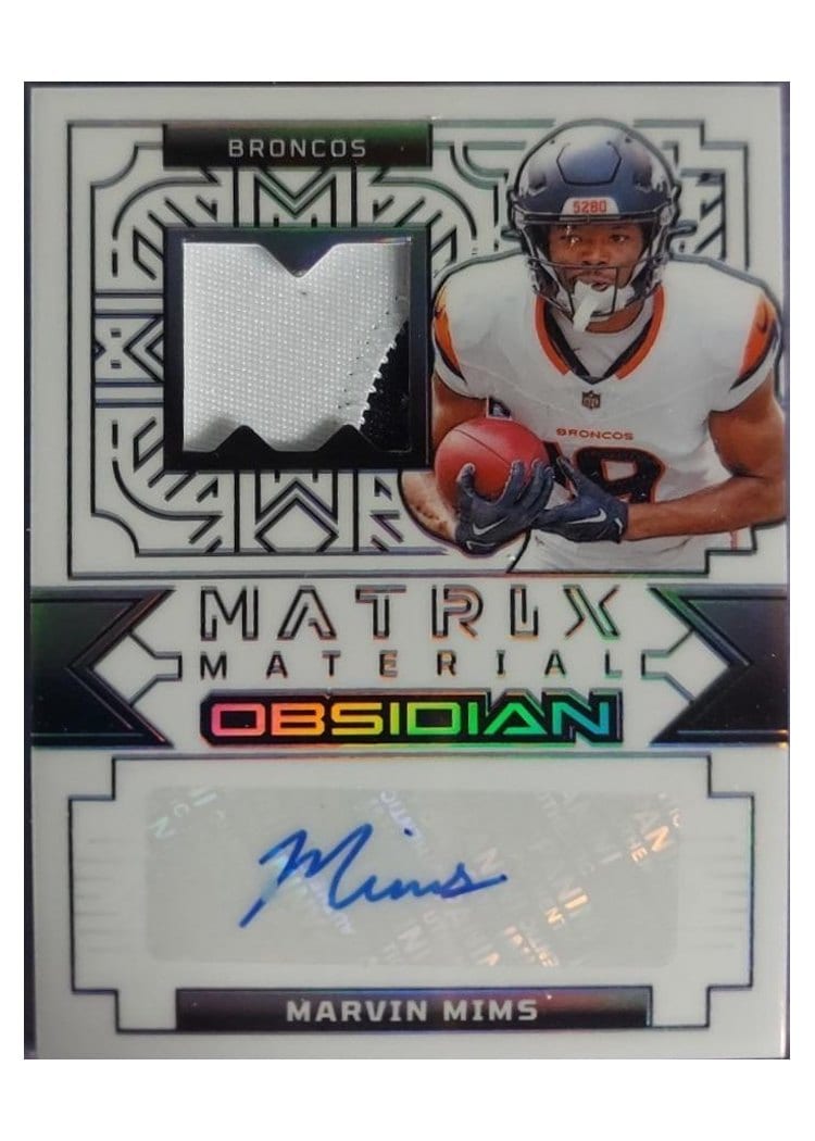 2024 Panini Obsidian Matrix Material Autographs Marvin Mims #7 card