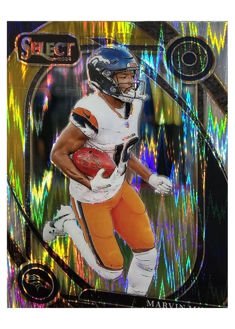 2024 Panini Select Base Set Marvin Mims Black Gold Prizm Shock #281 card
