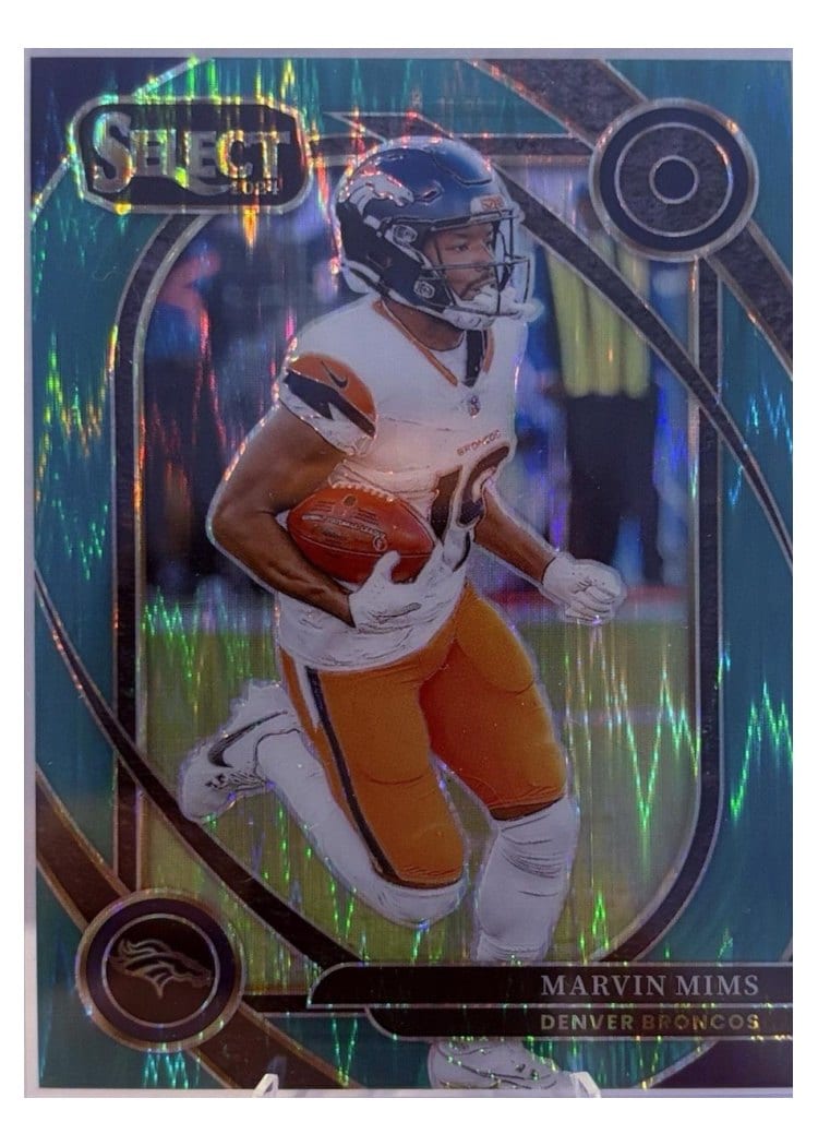 2024 Panini Select Base Set Marvin Mims Green Prizm Shock #281 card