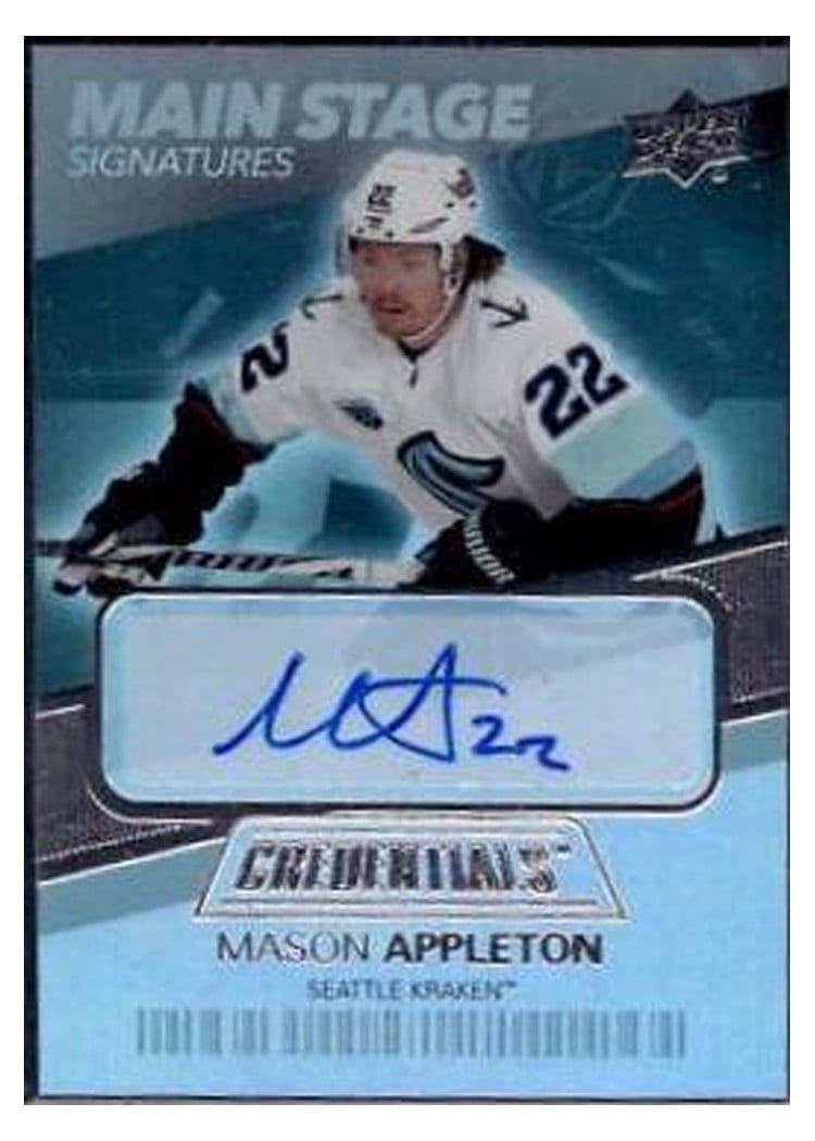 2021-22 Upper Deck Credentials Main Stage Signatures Mason Appleton #BTS-MA card