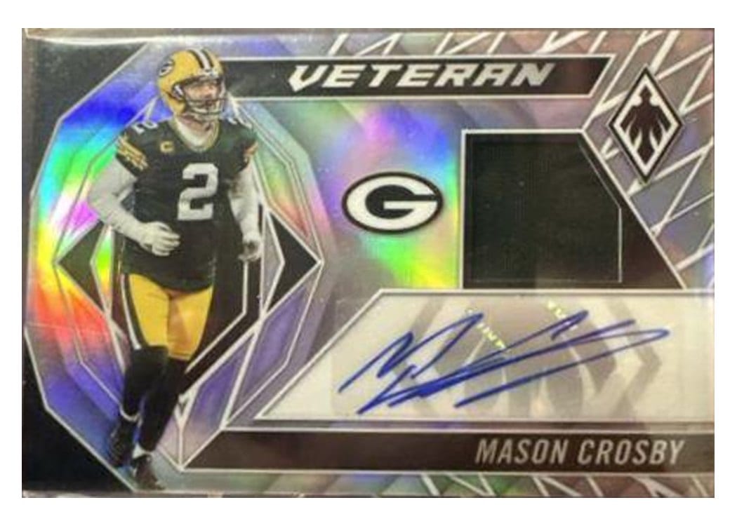 2022 Panini Phoenix Veteran Autograph Materials Mason Crosby #VAM-MC card