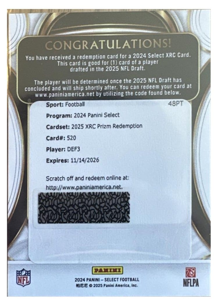 2024 Panini Select 2025 XRC Prizm Redemption Mason Graham #520 card